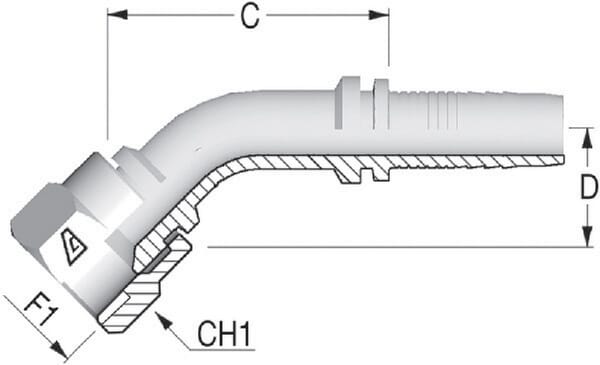 Raccord DN06-1/2 JIC 45° vue 2