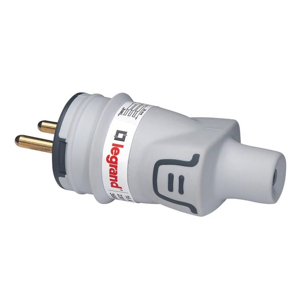 Fiche mâle Plexo IP44 grise · réf. LEG093828