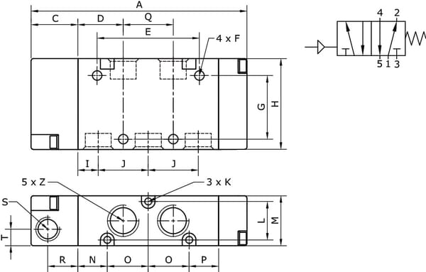 Vanne 5/2, pneumatique 1/2" vue 2