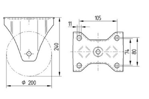 Roulettes pour charges lourdes à bandage en polyuréthane vue 2