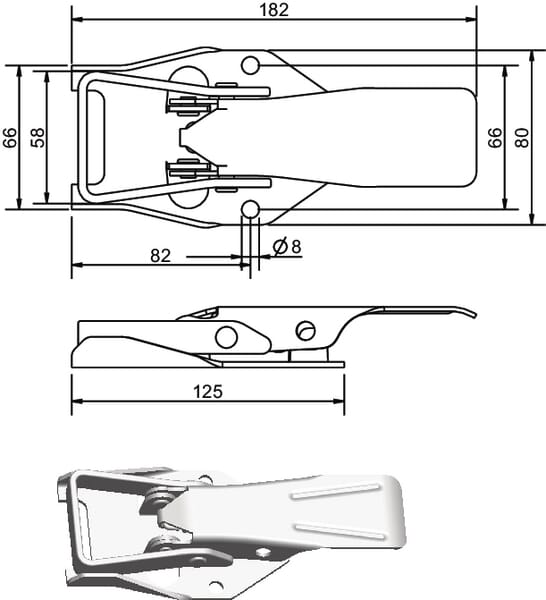 Fermeture excentrique zinguée vue 3