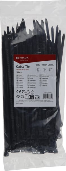 Collier de serrage 4,8 x 200 mm, noir, 100 pièces — réf. TR0148200BLA