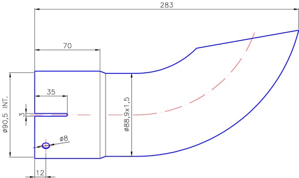 Embout d'échappement ø90mm vue 2