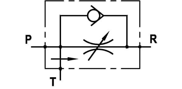 3cestný průtokový regulační ventil, ovládání bez zpětného proudu