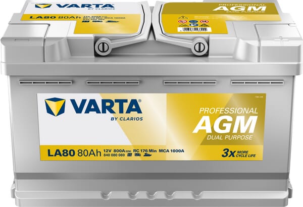 Batterie 12V 80Ah 800A LA80 VARTA Professional Dual Purpose AGM · réf. 840080080