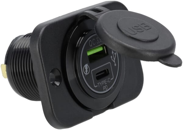 Prise USB-C + USB-A 12/24V encastrable · réf. GSM052
