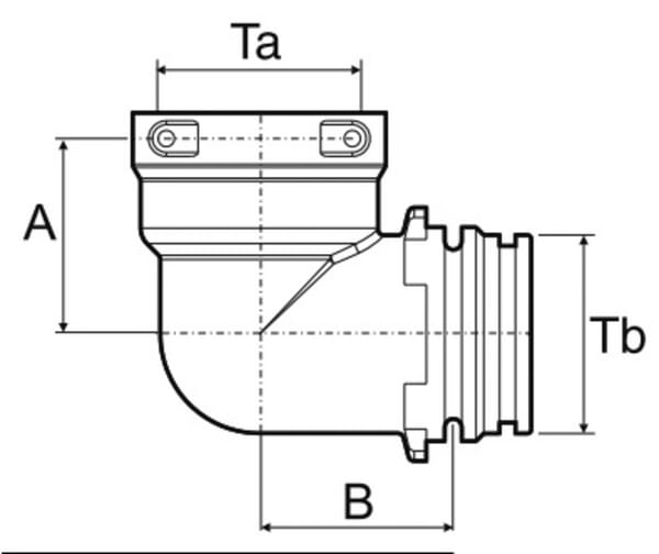Courbe filet femelle - mâle 90° T7/T7 vue 2