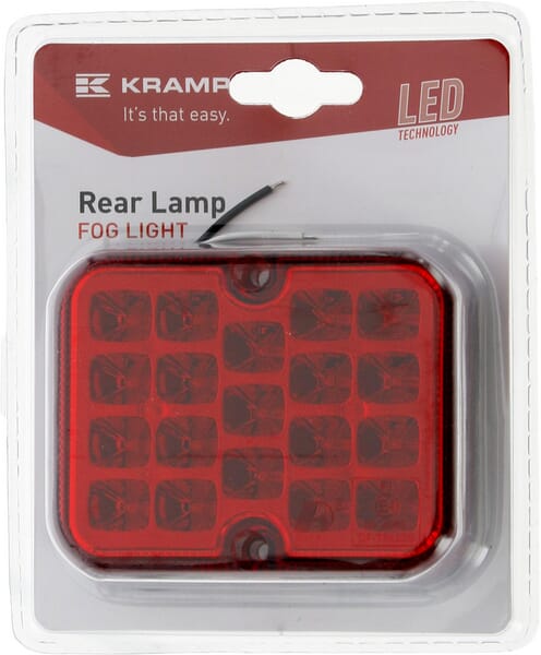 Feu antibrouillard LED, carré, 12-24V, rouge, 101x80,7x30mm — réf. LA91263KR