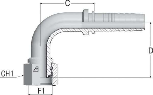 Embout F NS-DN32-1.1/4"BSP90 vue 2