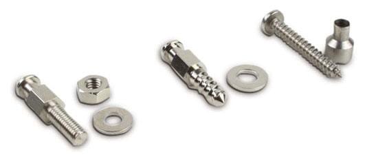 Šroub 4 x 12 mm, včetně podložky, poniklovaná mosaz