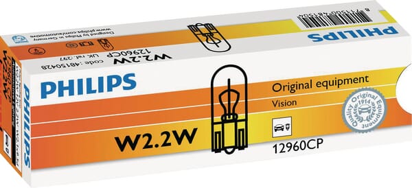 Ampoule conventionnelle W2.2W 12V 2.2W W2.1x9.5d Philips · réf. GL12960CP
