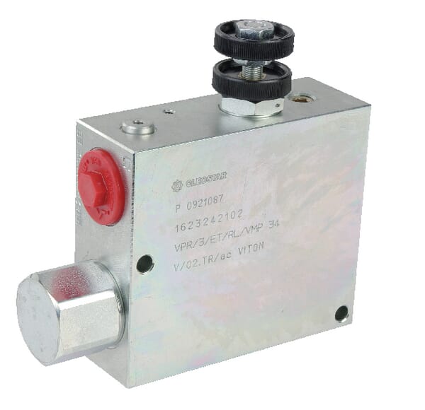 3cestné ventily regulace průtoku se zpětným ventilem a pojistným ventilem typ VPR-3-ET-VMP-RL-ST