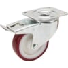 Castor wheels with double brake, plate attachment and wheel with polyurethane tread 100 - 350kg