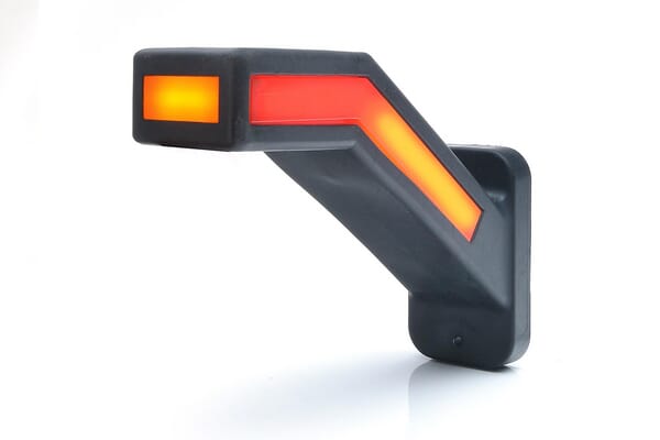 Feu de gabarit gauche LED, 12-24V, 184.9x58x145.5mm, indicateur de direction dynamique, Kramp — réf. LA30164INDX