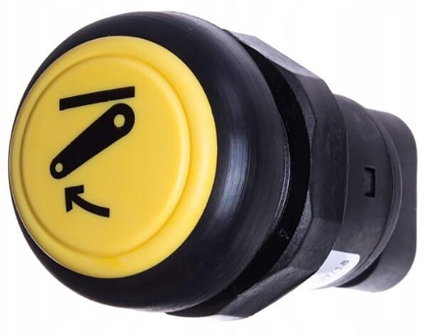 Interrupteur poussoir, abaissement du relevage, rond, jaune · réf. 11801003PN