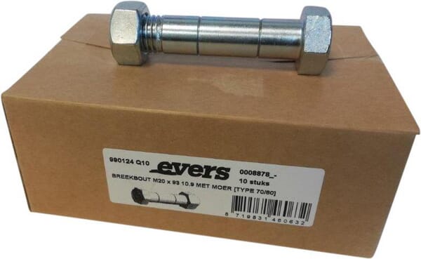 Boulon de cisaillement avec écrou (10x) M20x93 10,9 TYPE 70/80 · réf. 990124Q10