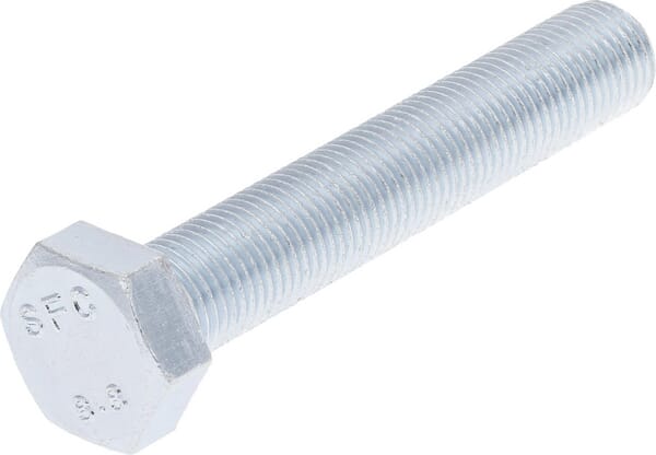 Boulon hexagonal pas fin entièrement fileté M12x1,25x70 8.8 zingué — réf. 9611212570