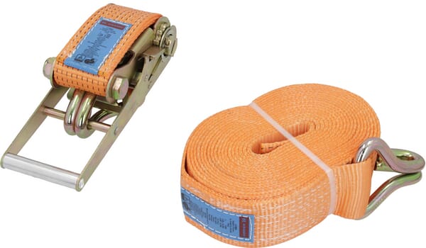 Upínací popruh typu 100E, 75 mm, 2dílná sada s úzkým špičatým hákem