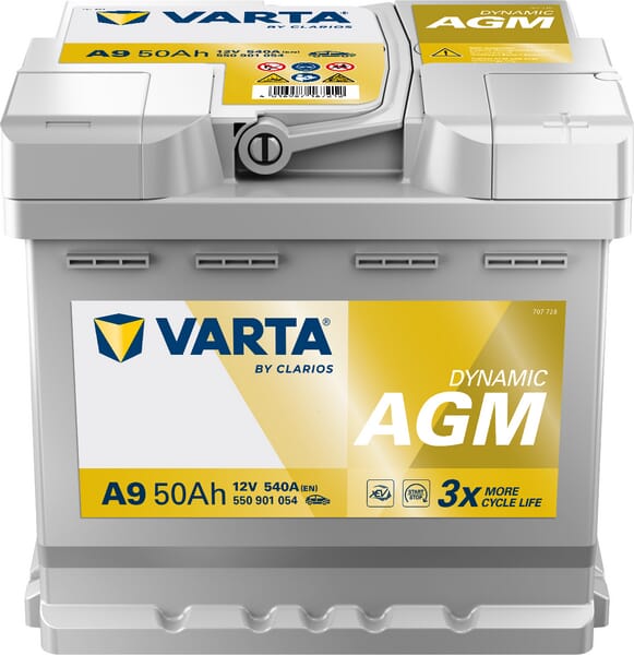 Batterie 12V 50Ah 540A A9 VARTA Dynamic AGM — réf. 550901054