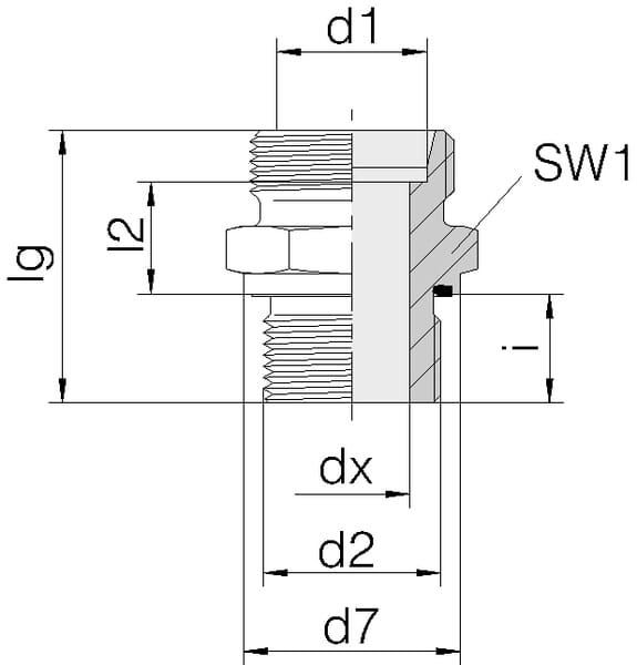 Raccord 12L - 3/8BSP vue 3