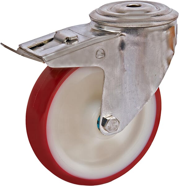 Roulettes pivotantes en acier inoxydable à bandage en matière synthétique · réf. 8477UAD125P3013