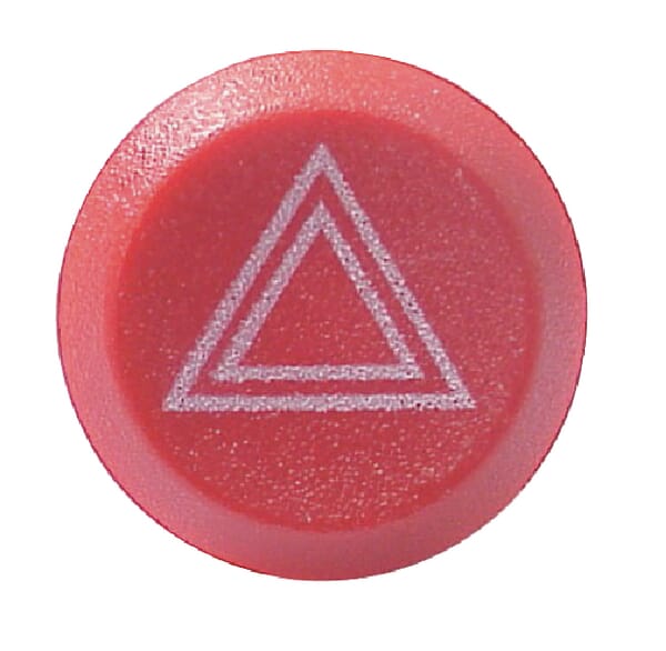 Interrupteur poussoir, feux de détresse, rond, rouge vue 3