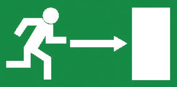 Příkazové a zákazové značky, Nouzový východ vpravo