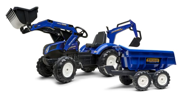 Tractopelle NH avec excavatrice et remorque — réf. F3090W