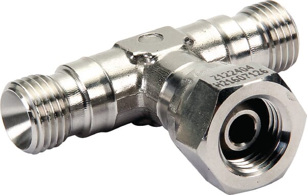 T-spojky z nerezové oceli, vnější závit BSP x převlečná matice BSP x vnější