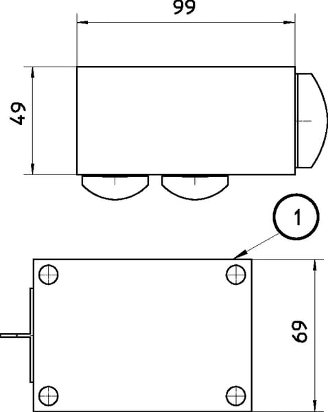 Bloc de retour 2x3/4" 1x1" vue 3