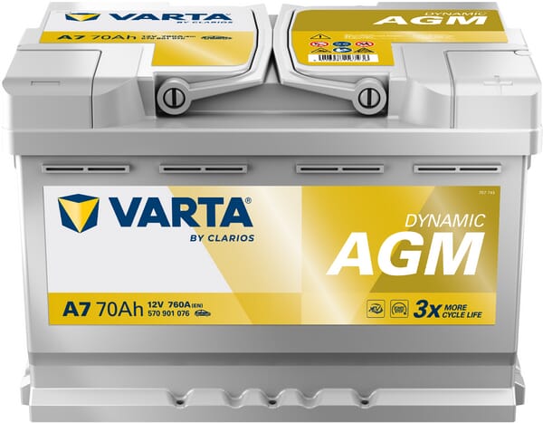Batterie 12V 70Ah 760A A7 VARTA Dynamic AGM — réf. 570901076