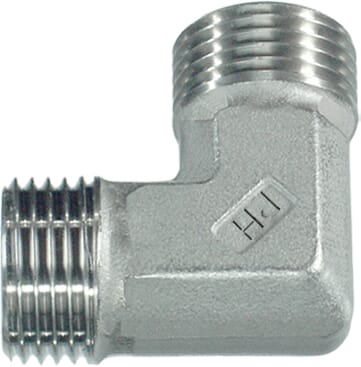 Kolena 90° z nerezové oceli, vnější závit BSP x vnější závit BSP