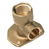 Brass wallplate with elbow with shifted copper end for direct fixing of saddled pipes - female thread x capillary