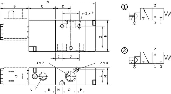 Vanne magnétique 3/2 NO-1/4" vue 2
