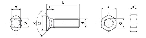 Boulon planétaire M10x45 vue 2