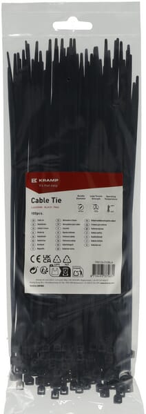 Collier de serrage 3,6 x 250 mm, noir, 100 pièces — réf. TR0136250BLA