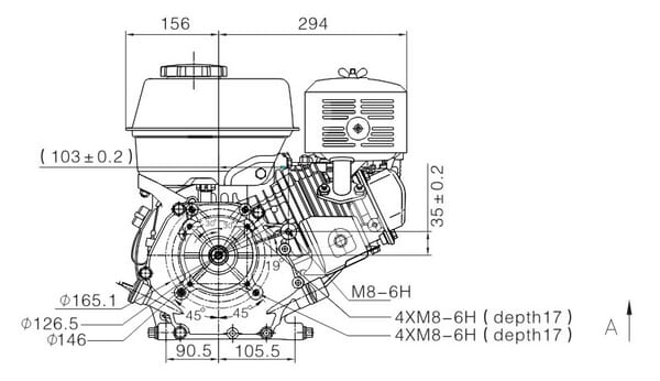 Loncin G420 1-cyl 12 hk 25,4x88 mm - Motorer Med Horisontal Axel - G420FCD - 4
