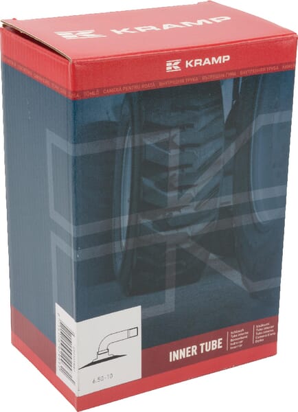 Chambre à air pour jante de Ø 10", 6.50-10, valve courbée 90° TR87, Kramp — réf. 65010TR87