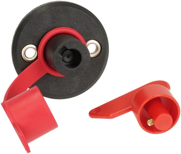 Coupe-batterie rond, noir, M8, 12/24V, 150A/500A (5sec), IP40 vue 3