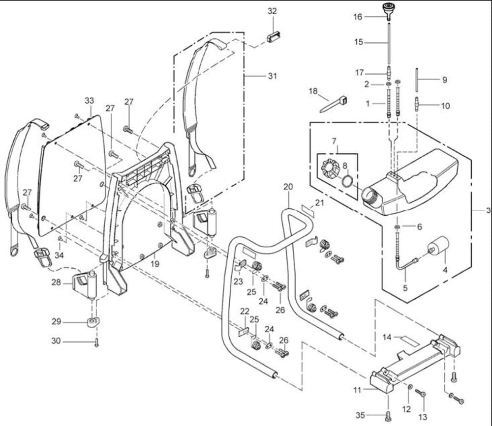 Nosný stojan, Benzínová nádrž