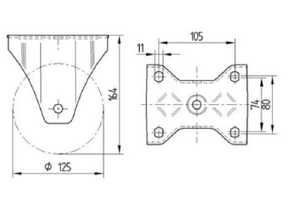 Roulettes pour charges lourdes à bandage en polyuréthane vue 2