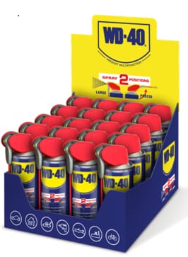 Présentoir 24 aérosols Smart Straw® 200ml · réf. WD40200SSFRDISP
