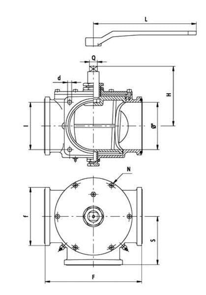 Vanne à 3 voies 6" vue 5