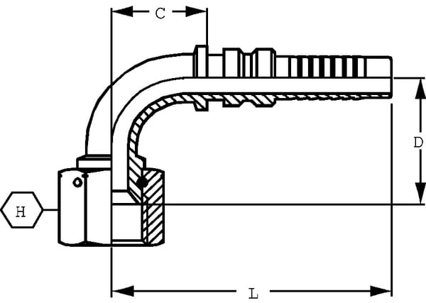 Raccord à sertir 4SH-DN32-1,5/8" UNF-90° vue 3