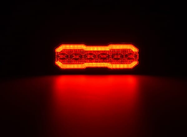 Feu clignotant / feu de position arrière LED, rectangulaire, 12/24V, orange/rouge, 129x41x14mm, 12/42 LED,Kramp — réf. LA20162