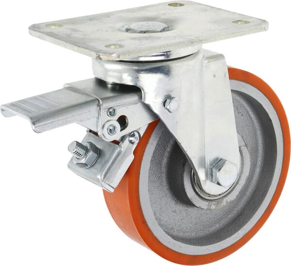 Roue pivotante, roue en polyuréthane : Ø150x40mm, Fixation de plaque: 140x110mm Load: 400kg, Ro-Carr · réf. WH700P150