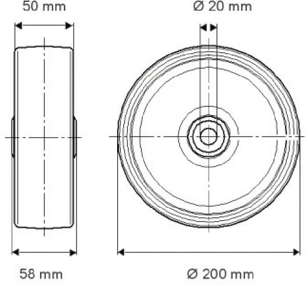 Roue 200 mm vue 2