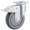 Castor wheels with wheel brake, plate attachment and wheel with rubber tread 40 - 100kg