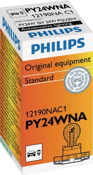 Ampoule conventionnelle PY24W 12V 24W PG20/4 Philips · réf. GL12190NAC1