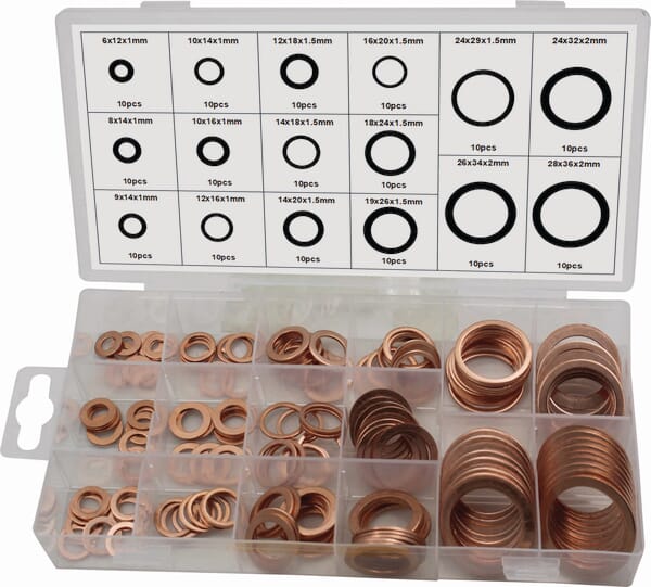 Assortiment de 160 rondelles en cuivre · réf. 12930STI